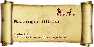 Maczinger Albina névjegykártya